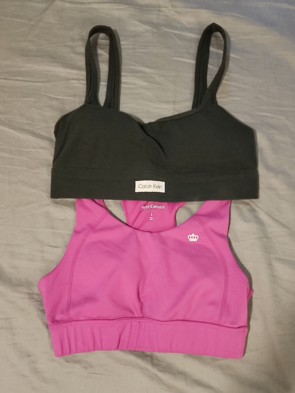 Juicy Couture Pink Sports Bra with Black Layered Bra